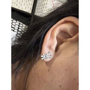 Women Earrings Studs 925 Sterling Silver Small Rabbit Bunny Logo LV